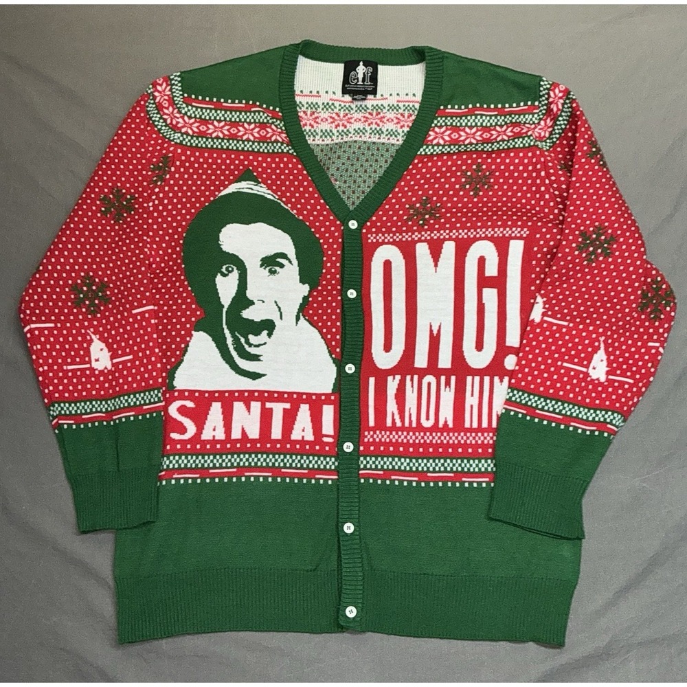 Elf OMG, Santa I Know Him! Ugly Christmas Sweater Men's XXL